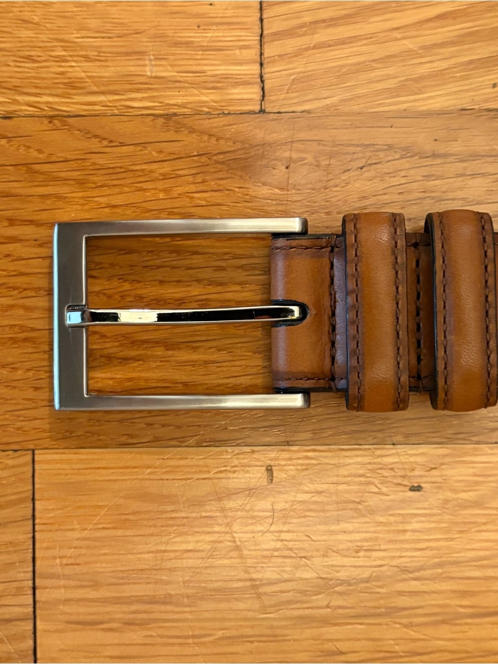 Patrick James Classic Men's Tan Leather Belt with Silver Buckle